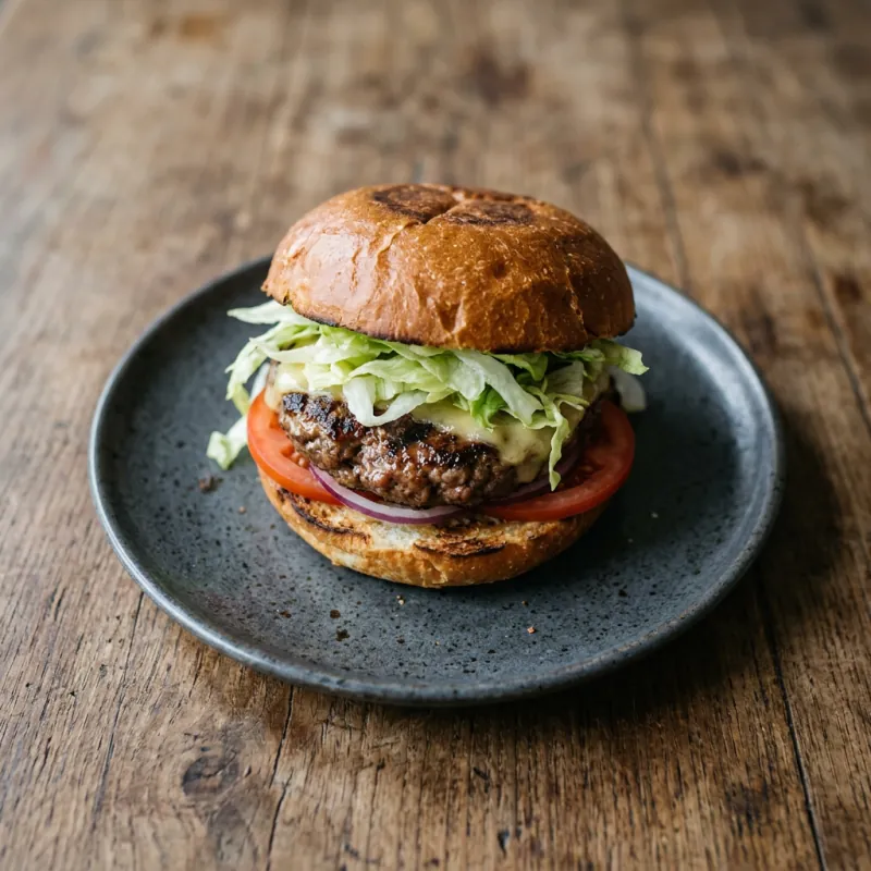 Goveđi burger sa salatom i paradajzom